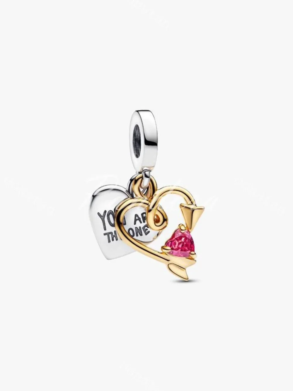 Pandora Engravable Heart & Arrow Double Dangle Charm